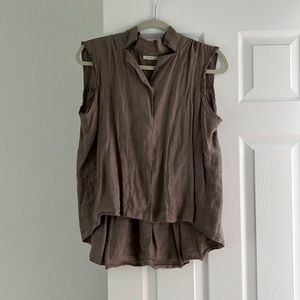 Black Crane Linen Top